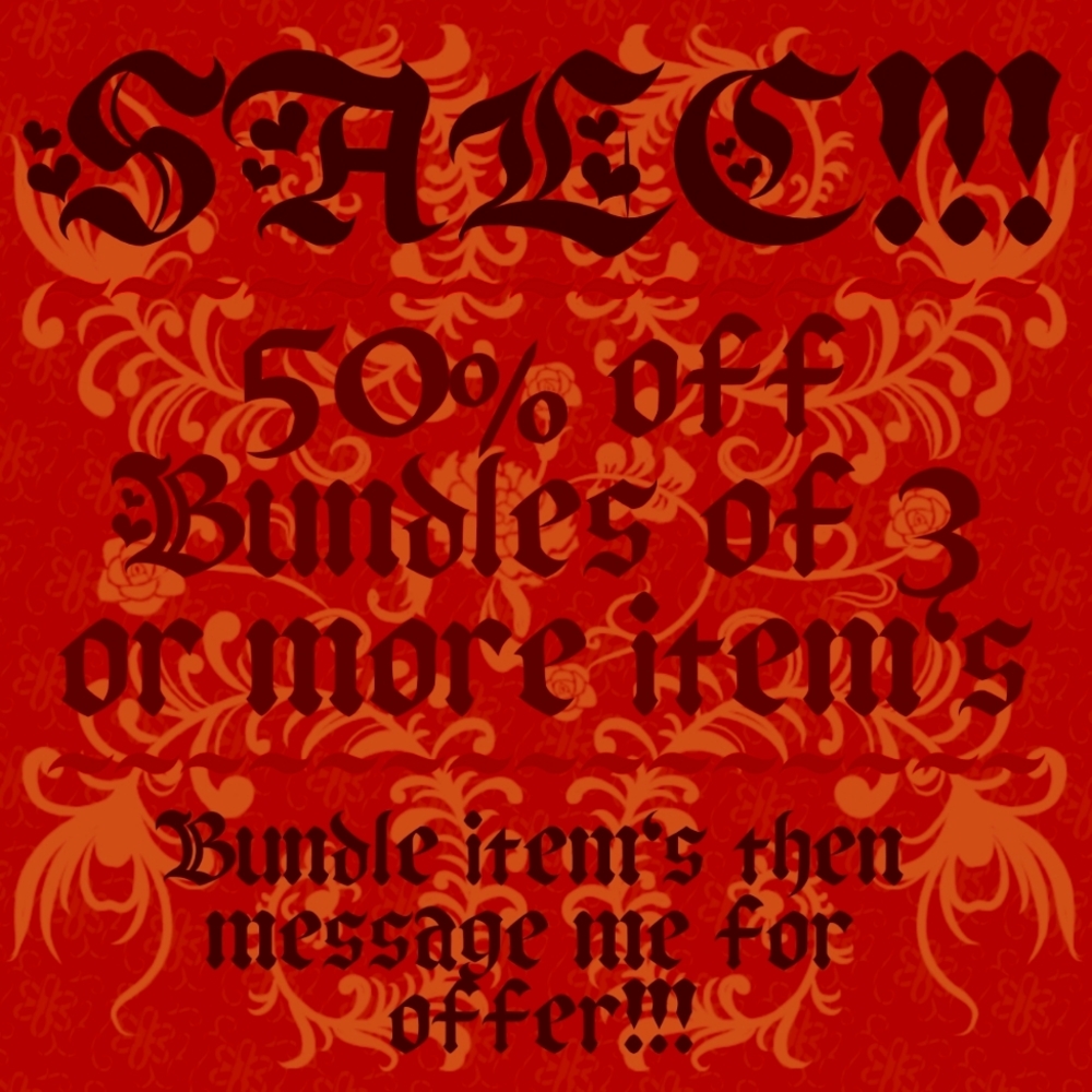 Sale 50% off Bundles of 3 or more item's